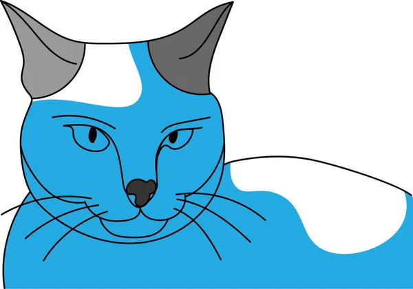 Абстрактне Лінійне Мистецтво Блакитного Кота Білому Тлі — стоковий вектор