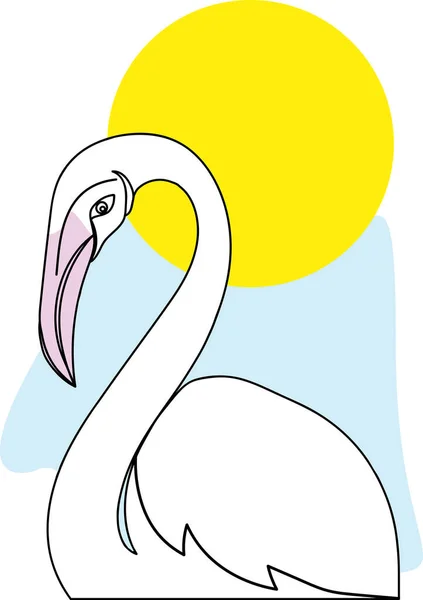 Abstract Lijn Van Caribbean Flamingo Met Kleur Achtergrond — Stockvector
