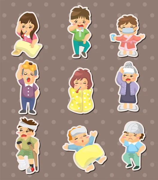 Sick Character stickers — Stock Vector