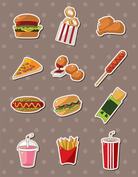 Fastfood stickers — Stockvector