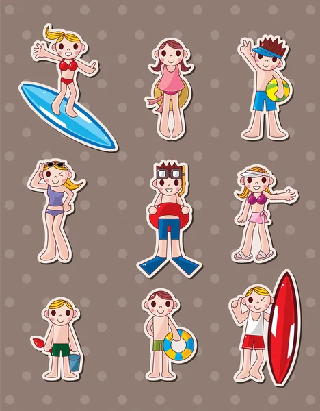 Cartoon summer stickers — Stock Vector