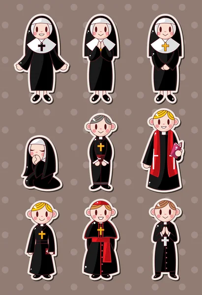 Cartoon priester stickers — Stockvector