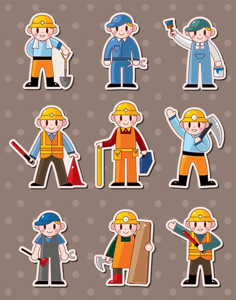 Cartoon worker stickers — Stock Vector