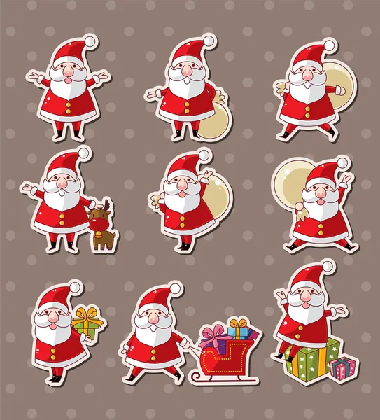 Dibujos animados Santa Claus pegatinas de Navidad — Vector de stock