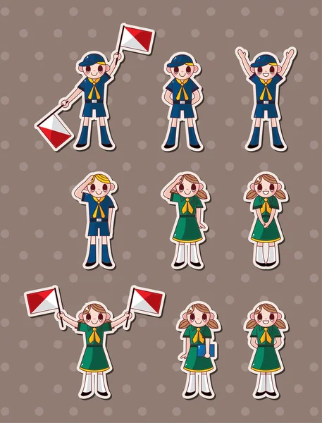 Stickers scout garçon et fille — Image vectorielle