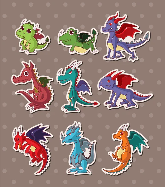 Pegatinas de dragón fuego — Vector de stock