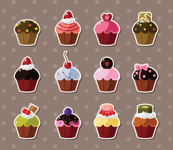 Cup-cake stickers — Stockvector