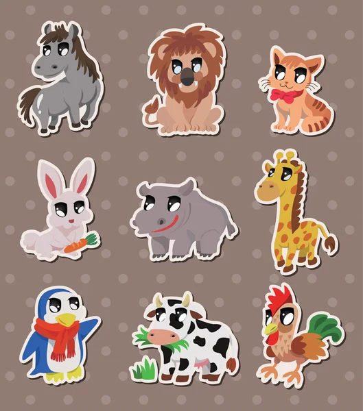 Pegatinas de animales — Vector de stock