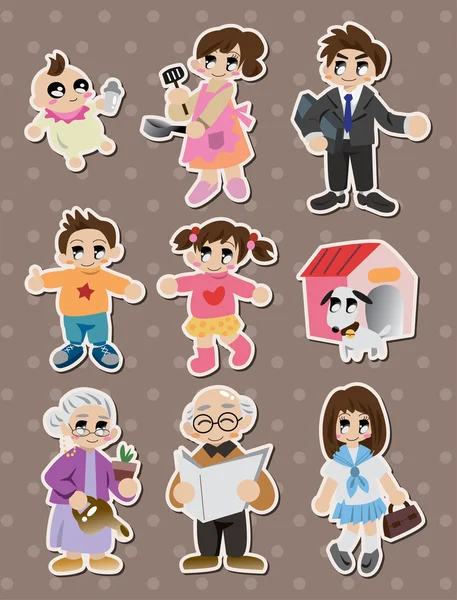 Cartoon family Stickers,Label — Stock Vector