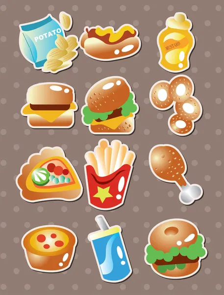 Fast food stickers — Stock Vector