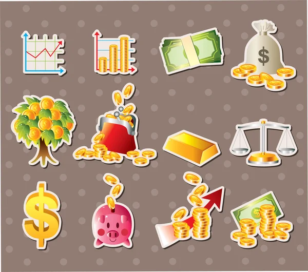 Dibujos animados Finanzas & Pegatinas de dinero — Vector de stock