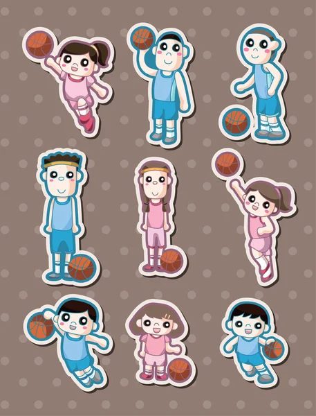 Cartoon basketball player stickers — Stock Vector