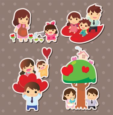 familia de dibujos animados de calcomanías