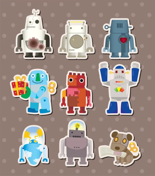 Calcomanías robot de dibujos animados — Vector de stock