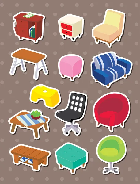 Cartoon Furniture stickers — Stock Vector