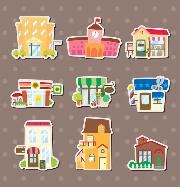 Huis en winkel stickers — Stockvector