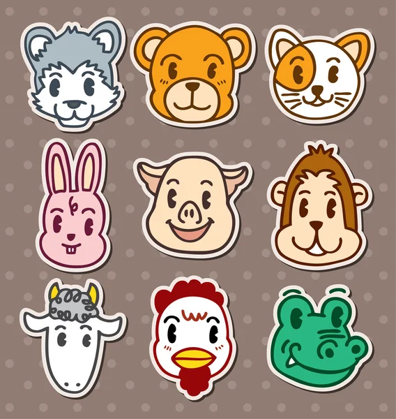 Animal face stickers — Stock Vector