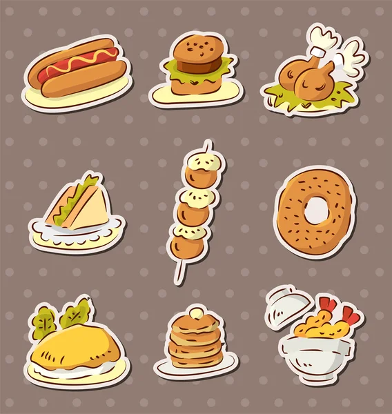 Fast food stickers draw — Stock Vector