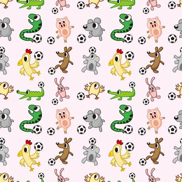 Animal soccer seamless pattern — Stock Vector