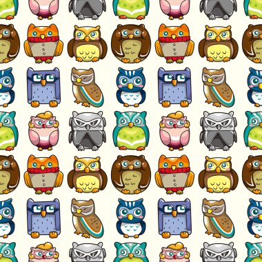 seamless owl pattern clipart