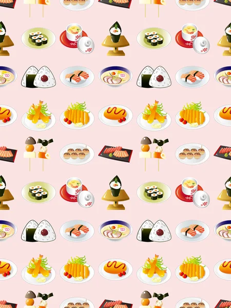 Patrón de comida japonesa sin costuras — Vector de stock