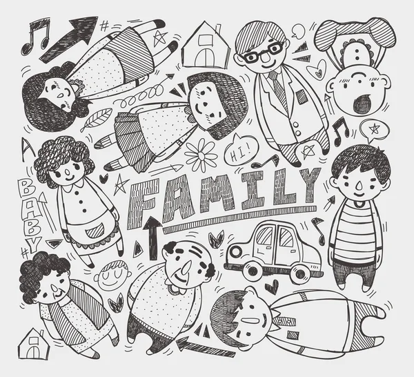 Doodle familj element — Stock vektor