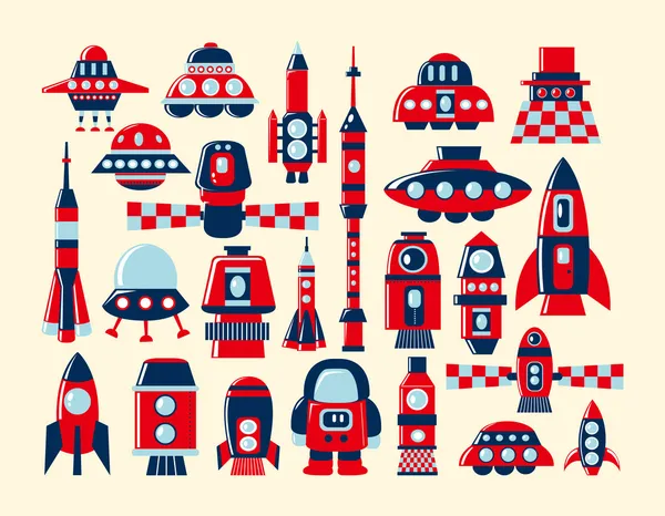 Retro rocket icons set element — стоковый вектор