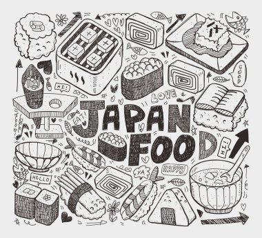 Japon suşi öğe doodle