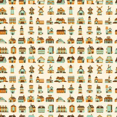 Dikişsiz retro house desen