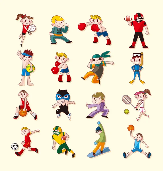 Sport player icons set — Stock Vector