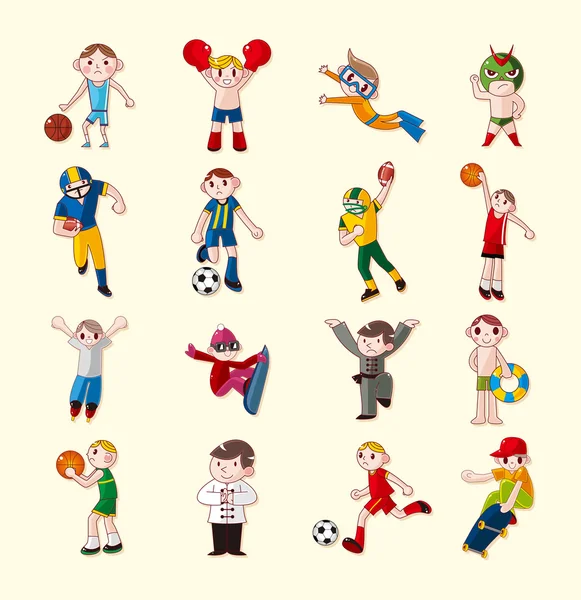 Sport player icons set — Stock Vector