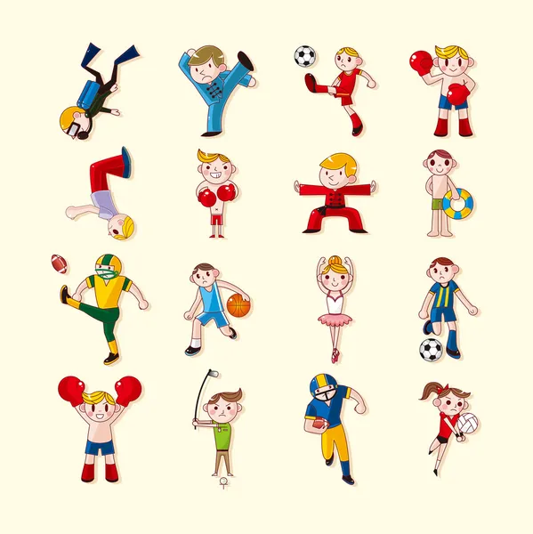 Sport speler icons set — Stockvector