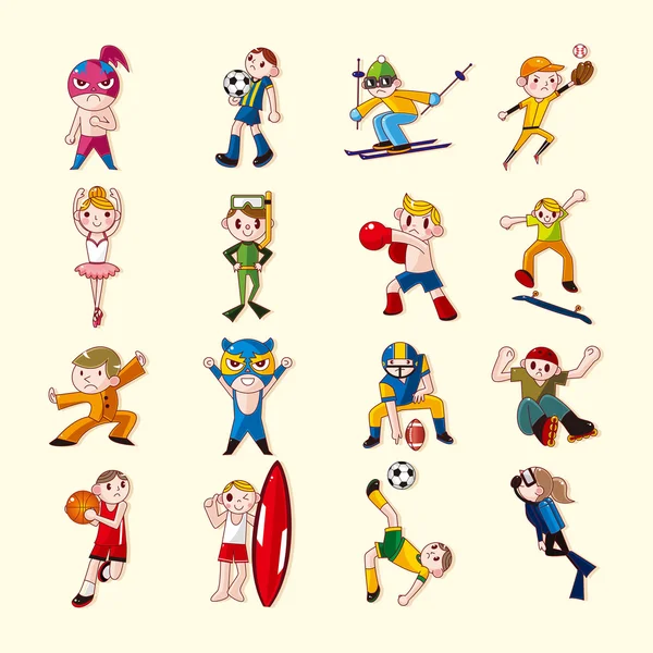 Sport player icons set — Stock Vector