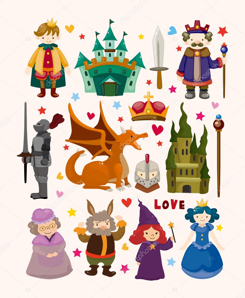 set of fairy tale element icons
