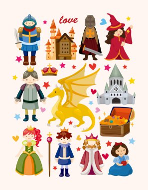 set of fairy tale element icons clipart