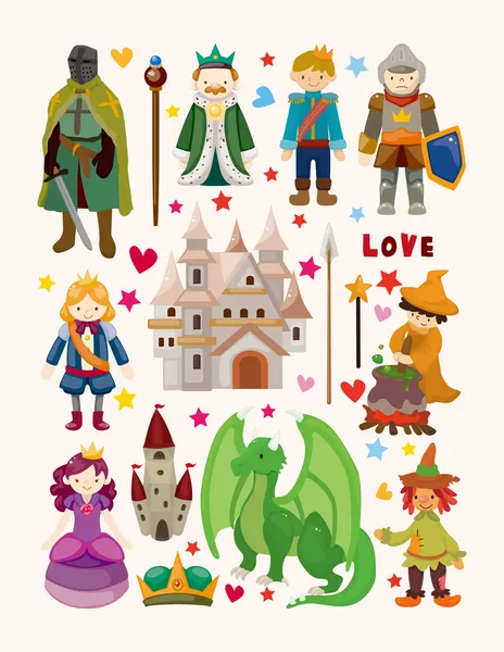 Set of fairy tale element icons — Stock Vector