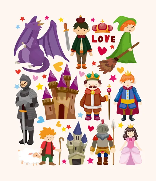 Set of fairy tale element icons — Stock Vector