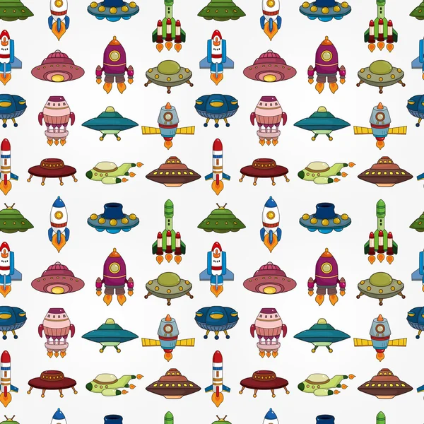 Seamless UFO Rocket pattern — Stock Vector