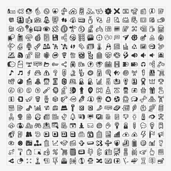 324 Vector Doodle Web iconos — Archivo Imágenes Vectoriales