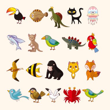 set of animal icons clipart