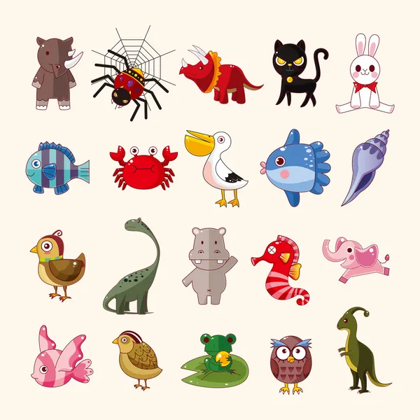 Conjunto de iconos animales — Vector de stock