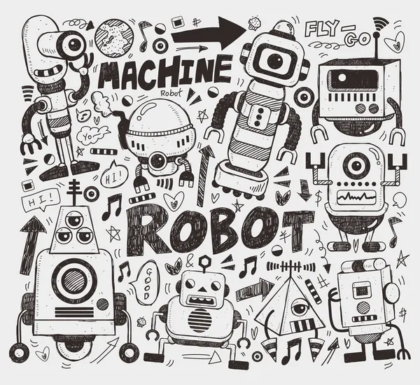 Doodle robot element — Stockvector