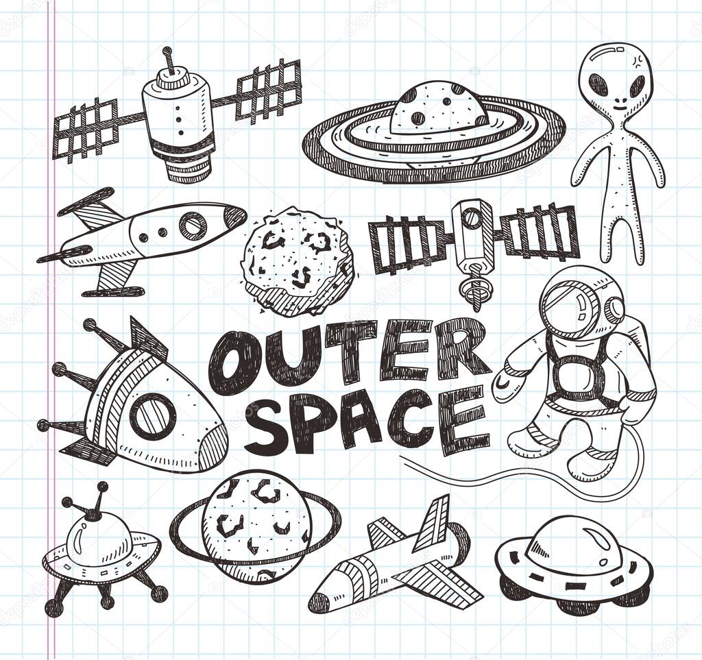 doodle space element icons