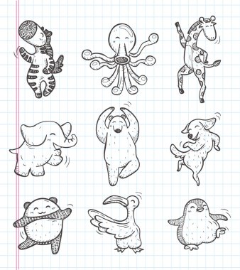 Doodle hayvan Dans simgeler