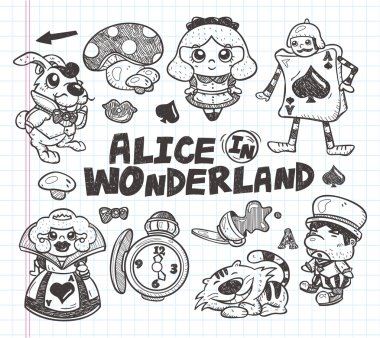 Alice Harikalar Diyarında öğesinde doodle