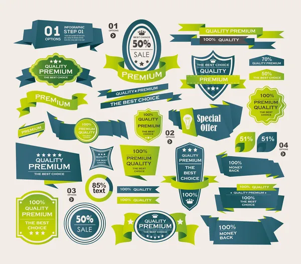 retro şeritler ve etiketleri kümesi