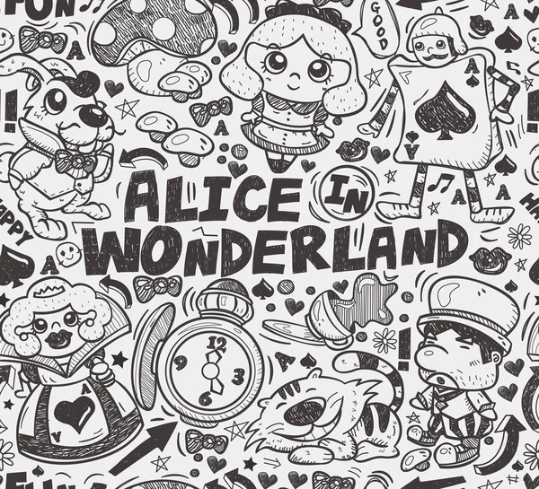 Alice sem costura no padrão Wonderland — Vetor de Stock