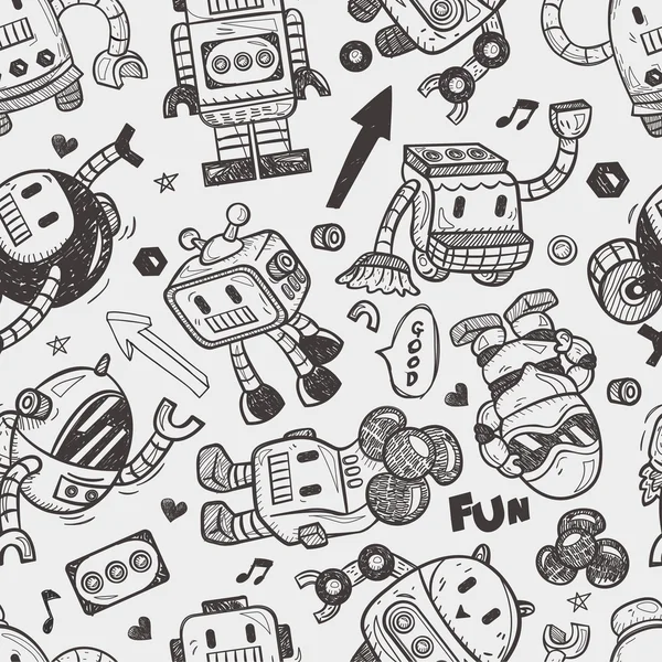 Dikişsiz robot desen, Illustrator satır çizim araçları. — Stok Vektör