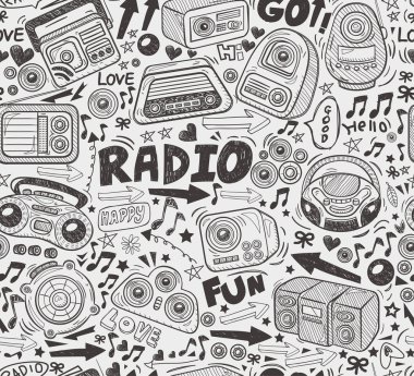 Dikişsiz doodle radyo desen