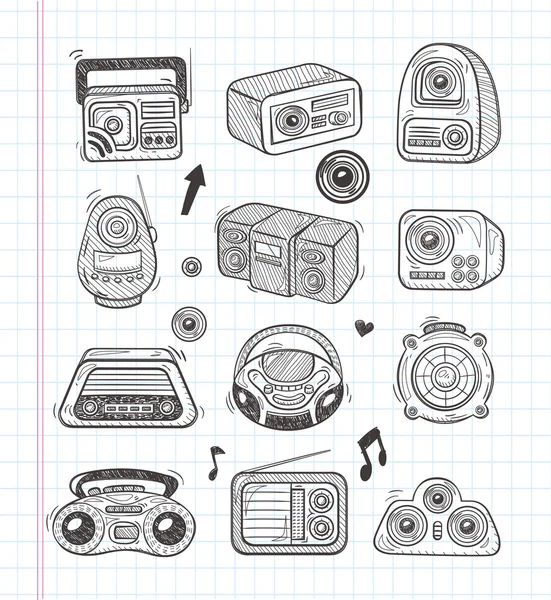 Ícones de rádio Doodle —  Vetores de Stock